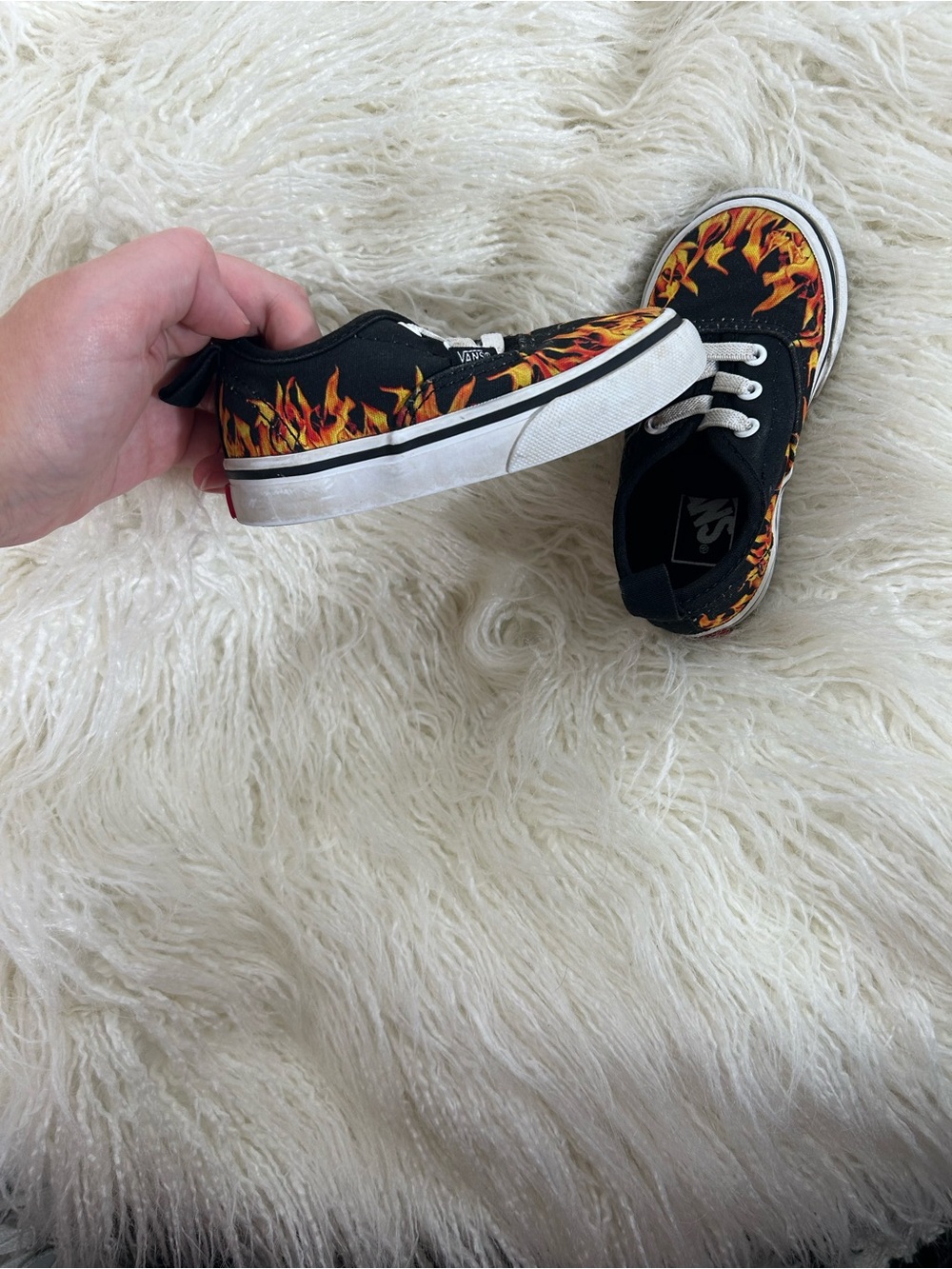 Vans Kids Authentic Elastic Lace Digi Flame Black Sneakers Size 6 - Picture 7 of 9